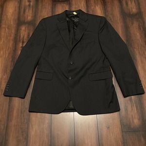 Jack Victor 44R 44 R Black Wool Pinstripe Suit Jacket Sportcoat Striped Blazer